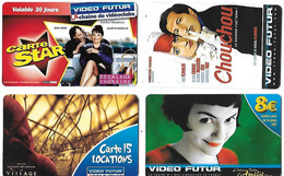 VIDEO FUTUR - 4 Cartes - Amélie Poulain 2002 - Le Village 2005 - Carte Star Décalage Horaire - Chouchou 223 - Sonstige & Ohne Zuordnung