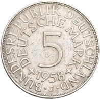 Bundesrepublik Deutschland 1948-2001: 5 DM Kursmünze 1958 J, Nur 60.000 Ex., Jaeger 387. Kratzer, Kl - Other & Unclassified