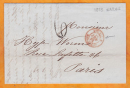 1853 - Lettre Pliée Avec Correspondance En Français De NAPOLI NAPLES Vers PARIS - Entrée Par Marseille - Napoli