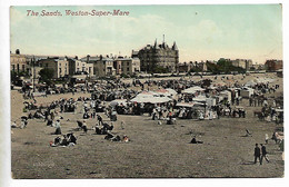 Early Postcard, The Sands Weston-Super-Mare, Tents, People, House, 1910. - Weston-Super-Mare