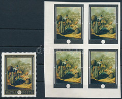(*) 1969 Festmény (VII.) 60f ívszéli Vágott Négyes Tömbben Az Arany Színnyomat Nélkül + Támpéldány - Unclassified
