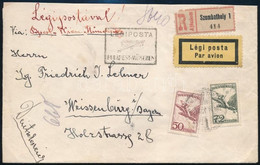 1927 Ajánlott Légi Levél Weissenburgba "BUDAPEST-MÜNCHEN" Légi Irányító Bélyegzéssel / Registered Airmail Cover To Weiss - Other & Unclassified