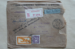 AN12 INDO CHINA  LETTRE RECOM.INTERESSANTE  PRIVEE 1935 PAR AVION HAIPHONG POUR DOYET FRANCE ++ + AFFRANCH. INTERESSANT - Posta Aerea