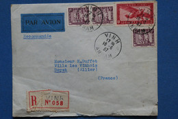 AN12 INDO CHINA  BELLE LETTRE RECOM.   1937 PAR AVION VINH POUR DOYET FRANCE +PAIRE TP + + AFFRANCH. INTERESSANT - Lettres & Documents