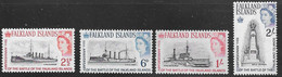 Falkland Islands 1964 Battle Anniversary - Ships - 4v Mounted Mint - Falkland Islands
