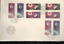 Vietnam 1963 Space / Raumfahrt Russian Exploration Of Space Perforated + Imperforated Set  FDC - Azië