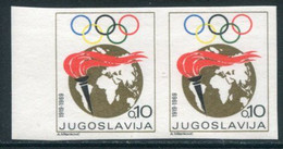 YUGOSLAVIA 1968 Olympic Week Tax Imperforate Pair MNH / **.  Michel ZZM 37U (€300) - Beneficiencia (Sellos De)