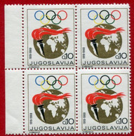 YUGOSLAVIA 1968 Olympic Week Tax Block Of 4 MNH / **.  Michel ZZM 37A - Beneficiencia (Sellos De)