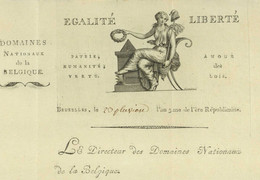 Revolution Belgique Bruxelles 1795 Franchise Superbe Vignette En-tete - 1792-1815: Départements Conquis