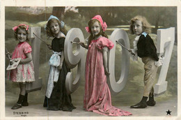 Fête Voeux Nouvel An Année 1907 * Ensemble De 3 Cartes Photos * Enfants * Poupée Doll * Pinceaux Pintres - Neujahr