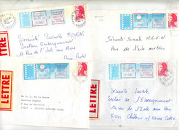 4 Lettre Cachet Vitry Bazancourt Reims  Sur Vignette Bureau Gandon - 1985 Carta « Carrier »