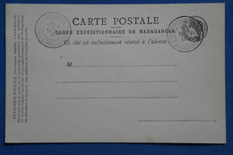 AN14 MADAGASCAR CARTE ENTIER POSTAL  RARE DU CORPS EXPEDITIONNAIRE 1898 CACHETS PLAISANTS - Lettres & Documents