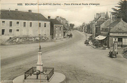 Beaumont Sur Sarthe * La Place D'arme Et La Route D'alençon * Hôtel BIGNON - Beaumont Sur Sarthe