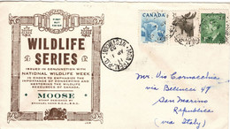 CANADA 1953 WIDLIFE SERIES KING FDC VIAGGIATA TO SAN MARINO - Cartas