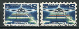 23060 FRANCE N°1418e°(Cérés) 25c. Aéropostal De Nuit : Avion Bleu-noir + Normal  1964  TB - Gebruikt