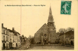 La Mothe St Héraye * La Place De L'église Du Village * Sellerie Bourrellerie - La Mothe Saint Heray