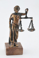 Jelzés Nélkül: Justitia, Réz Szobor Márvány Talapzaton, Kissé Sérült, M: 13 Cm - Other & Unclassified