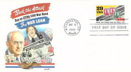 Lettre Premier Jour - First Day Fo Issue - Bonds And Stamps Help War Effort 1943 - Washington 1993 - Militares