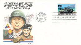 Lettre Premier Jour - First Day Fo Issue - Sicily Attacked By Allied Forces 1943 - Washington 1993 - Militaria