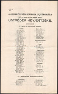 1917 Győri ügyvédek Névjegyzéke, Postán Elküldve - Unclassified