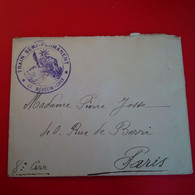 LETTRE MILITAIRE POUR PARIS CACHET TRAIN SEMI PERMANENT LE MEDECIN CHEF - Francobolli  Di Franchigia Militare