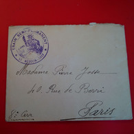 LETTRE MILITAIRE POUR PARIS CACHET TRAIN SEMI PERMANENT LE MEDECIN CHEF - Military Postage Stamps