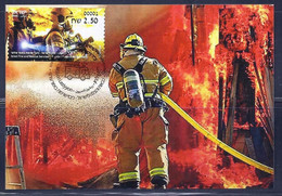 ISRAEL STAMPS 2021 FIREFIGHTING FIREFIGHTER FIRES IN URBAN AREAS ATM LABEL MAXIMUM CARD MAXICARD   (**) - Brieven En Documenten