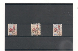 FRANCE 1962/63 COQ DE DECARIS 3 VARIÉTÉS N° 1331b-1331c-1331d Oblitérés FORTE CÔTE - Usados