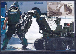 ISRAEL STAMP 2021 POLICE BOMB DISPOSAL EXPERT ATM MACHINE LABEL MAXIMUM CARD MAXICARD   (**) - Brieven En Documenten