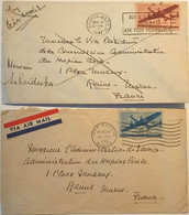 États-Unis - Boston - York Harbor - LOT 2 LETTRES - POSTE AÉRIENNE - Pour La France - 1946 & 1947 - 2a. 1941-1960 Used