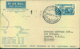 1934, "TRANS-TASMAN FLIGHT" With Special Cancellation "KATAIA SOUTHERN CROOS" And Stamp Addressed To London - Autres & Non Classés