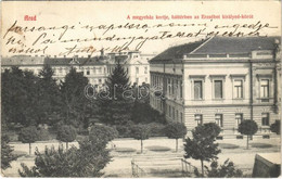 T2/T3 1908 Arad, A Megyeház Kertje, Háttérben Az Erzsébet Királyné Körút / Garden Of The County Hall, Street View (EK) - Zonder Classificatie