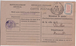 1946 - LIBERATION - CARTE De RAVITAILLEMENT GENERALE De CORNEILHAN (HERAULT) OBLITERATION ! => PAILHES - Storia Postale