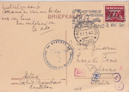 1942 - NEDERLAND - CARTE CENSUREE De AMSTERDAM => LAGO DI COMO (ITALIA) ! - Covers & Documents