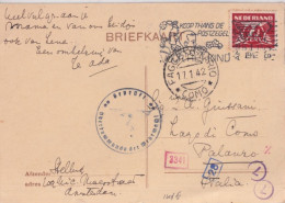 1942 - NEDERLAND - CARTE CENSUREE De AMSTERDAM => LAGO DI COMO (ITALIA) ! - Brieven En Documenten