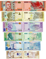 Full Set Albania NEW Banknotes: 200, 500, 1000, 2000, 5000, 10000 Leke. UNC - Albania