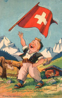 SUISSE - CARTE POSTALE ILLUSTREE - SERIE MINOUVIS / N 28 / DRAPEAU SUISSE - Au