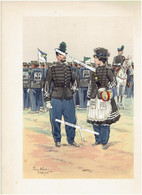 CHASSEURS 1884 OFFICIER ET CANTINIERE DESSIN AQUARELLE ET GOUACHE DE PIERRE ALBERT LEROUX - Uniformes