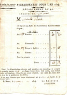 ST MAURO.DEP DU PO . 1814 .AVERTISSEMENT POUR 1814 - Italia