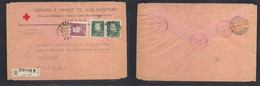 Albania. 1950 (12 May) Tirane - Switzerland, Geneva Red Cross POW MAIL. Albanian Red Cross Color Printed Multifkd Envelo - Albania