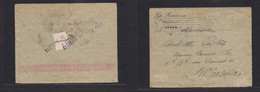 Algeria. 1909 (26 Febr) "Naufrage" Alger - France, Marseille. "Naufrage De La Ville De Alger" Fkd Env (stamp Missing Due - Argelia (1962-...)