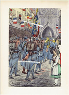 INFANTERIE DE LA VICTOIRE 1918 ALSACE LORRAINE DEFILE POILU SOLDAT  DESSIN AQUARELLE ET GOUACHE DE PIERRE ALBERT LEROUX - Uniformes