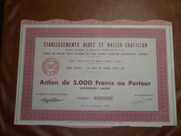 Actions - Etablissements Bidez Et Haller-Chatillon à Paris (75) - 31 Décembre 1952 - Action Au Porteur - A - C