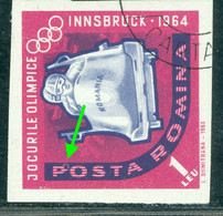 1963 Bobsled,Innsbruck Winter Olympics,Romania,Mi.2209,"Sun Eclipse" Variety/Error,VFU/2 - Abarten Und Kuriositäten