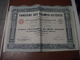 Actions - Foncière Des Champs-Elysées à Paris (75) - 2 Mai 1929 - Action Au Porteur - Bank & Insurance