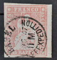 Suisse 1854/62 N°28 Ob BdF LUXE - Gebraucht