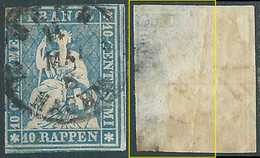 1854-62 SVIZZERA USATO ALLEGORIA SEDUTA 10 R DIFETTOSO - RF14-2 - Gebraucht