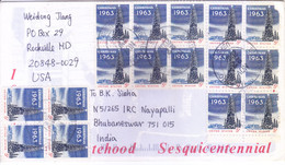 UNITED STATES OF AMERICA : USED COVER : YEAR 2002 : LATER USE OF YEAR 1963 CHRISTMAS 5 CENT STAMP IN 16 NUMBER - Brieven En Documenten