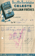 1952 BORDEAUX ; Facture "BOUILLIE BORDELAISE CELESTE" JULLIAN Frères - Agriculture