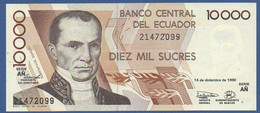 ECUADOR  - P.127e – 10.000 Sucres 14.12.1998 UNC, Series AÑ 21472099 - Ecuador